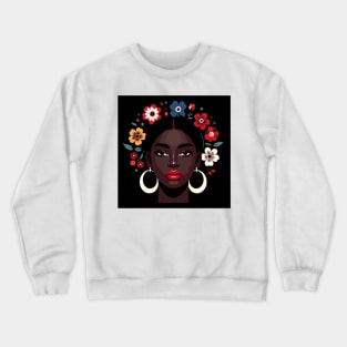 Afrocentric Woman Flowers Crewneck Sweatshirt